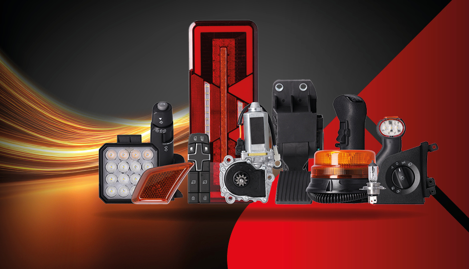 Various electrical truck parts for cabins and lighting