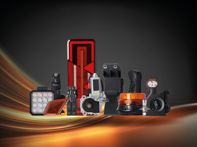 Various electrical truck parts for cabins and lighting